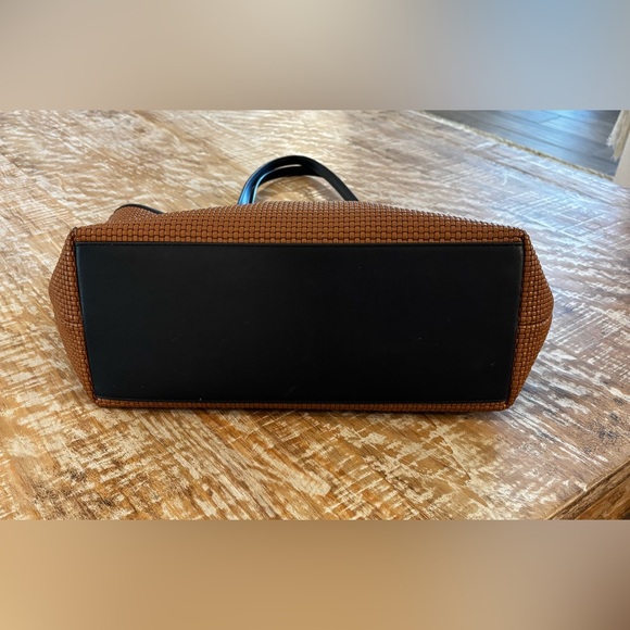 FURLA Luxury Large Ariana Woven Tote Bag Brown PVC Black Leather - Picture 8 of 10